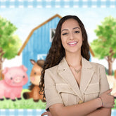 Aperturee - Blue Farmhouse Animals Forest Photography Backdrop